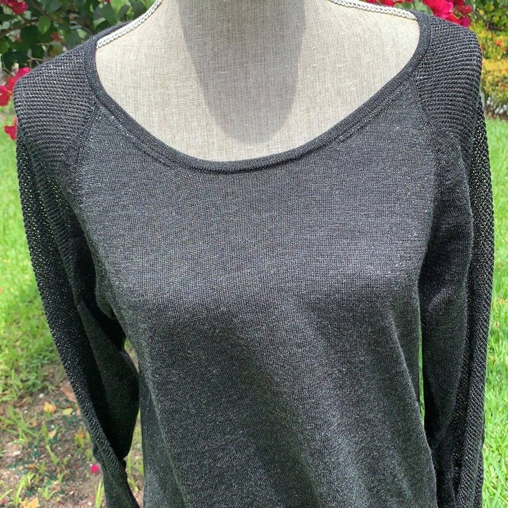 Eileen Fisher Mesh Sleeved Merino Wool Top - Picture 7 of 12